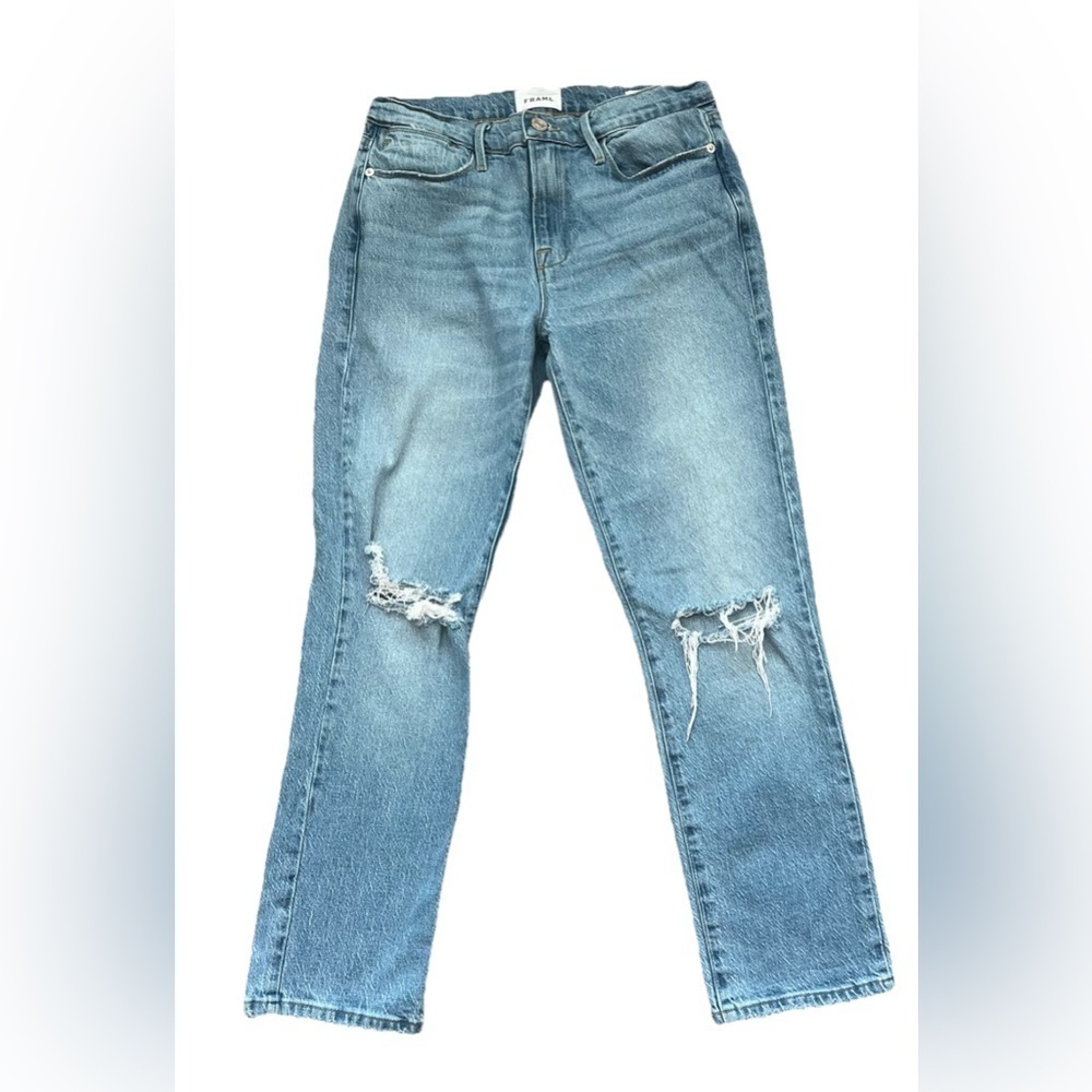 FRAME Blue Le High Straight Leg Stretch Denim Jeans Women's 27 (0708)